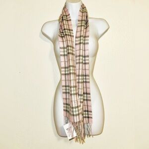 Edinburgh Cashmere Pink Plaid Scarf – 100% Pure Cashmere, Made in Scotland